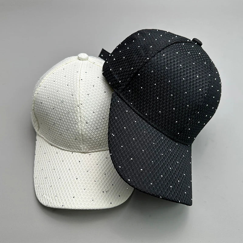 New Flash Rhinestone Simple Streetwear Women Baseball Hats