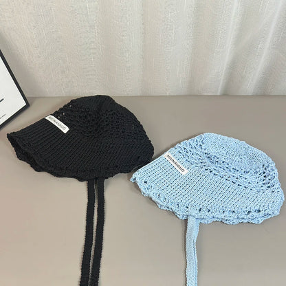 Korean Sle Summer Knitted Bucket Hat Women's