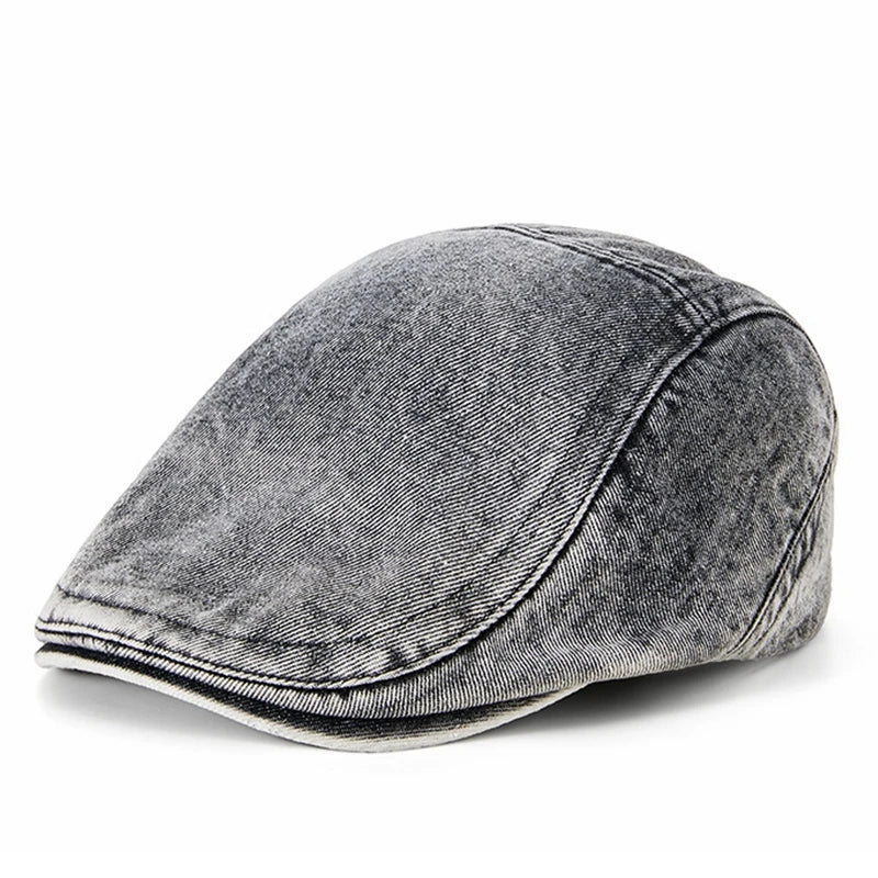 Vintage Gatsby Hat Women Washed Denim Cabbie Cap Lady Flat Ivy Cap