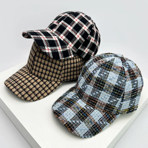 New Men Women Check Houndstooth Color Block Baseball Hats