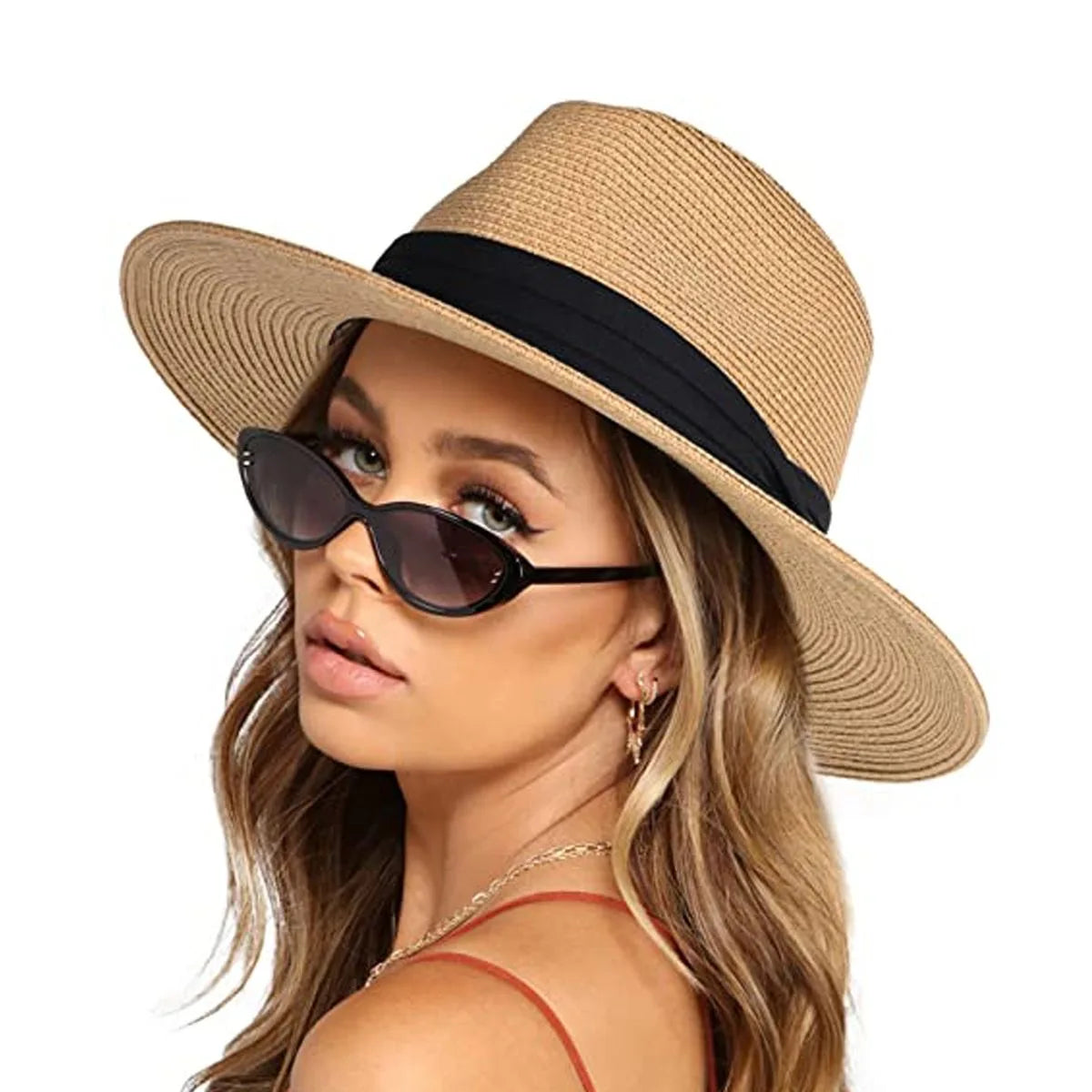 Extra Large Panama Straw Hat Summer Wide Brim UV Protection Adjustable