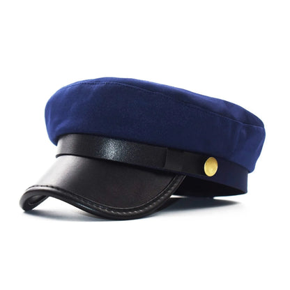 Simple Unisex Red Black Flat Navy Hat Cap