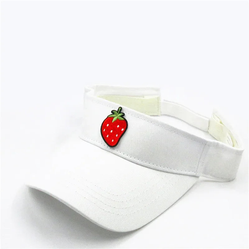 Spring Summer Cotton Cartoon Strawberry Fruit Embroidery Visors Baseball Cap