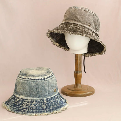 2026 Washed Denim Bucket Hat Women Fisherman's Hat Bucket