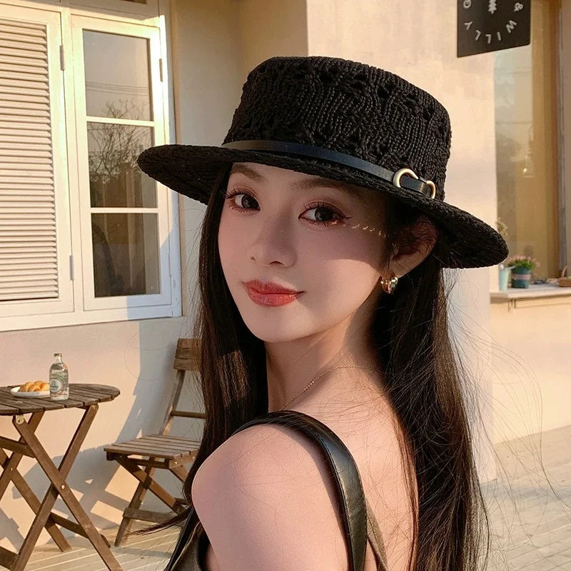 New Flat Top Sun Hat 2026 Delicate Weaving Straw Hat