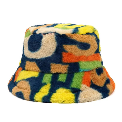 2024 New Winter Bucket-Hats Fluffy Fur Men Women Panama Hat