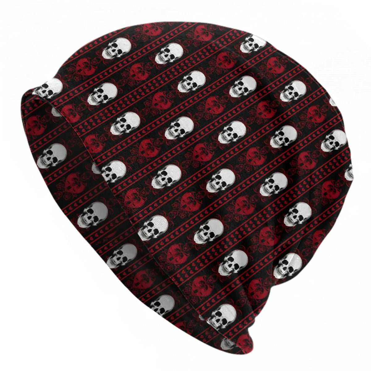 Red Black Chain Pattern Beanie Hats Bonnet Hats Men Women