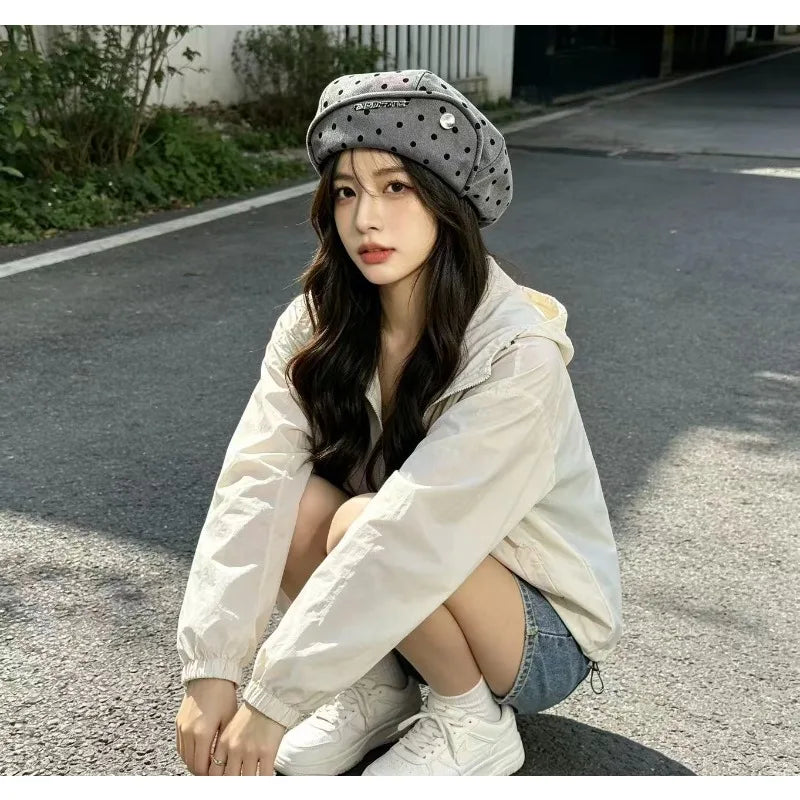 Polka Dotcloud Octagonal Hat Women's New Beret