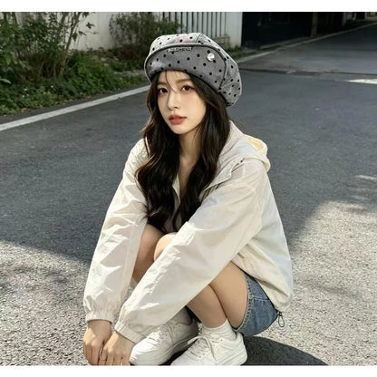 Polka Dotcloud Octagonal Hat Women's New Beret
