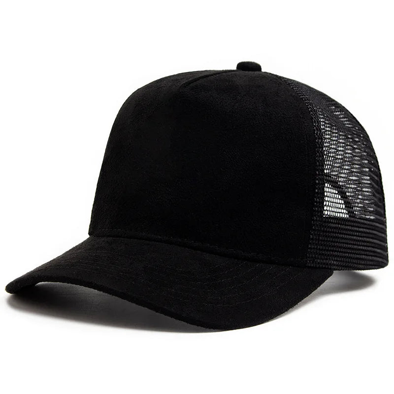Spring Summer Suede 5 Panel Mesh Baseball Cap
