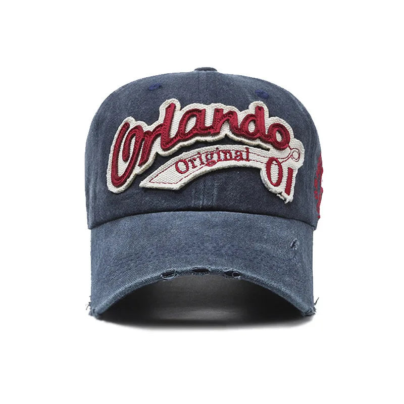 American Retro Old Baseball Cap Soft Top Big Head Circumference Showing Face Small Cap Outdoor Letter Embroidered Sun Hat