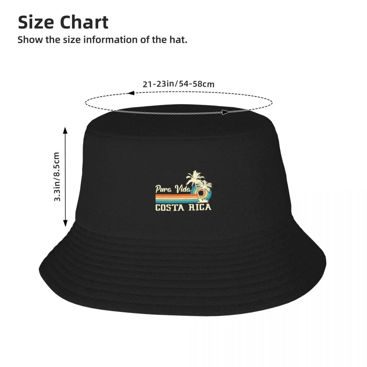 Pura Vida Costa Rica Shirt Retro Beach Vacation Shirt Souvenir Beach Bucket Hat birthday Luxury Woman Cap Men's