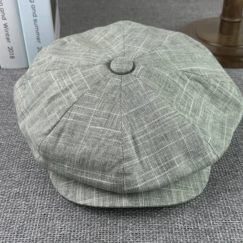 Summer Octagonal Caps Flax Breathable Gatsby Cap Fashion Beret British Hats For Women