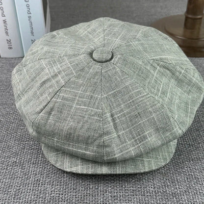 Summer Octagonal Caps Flax Breathable Gatsby Cap Fashion Beret British Hats For Women