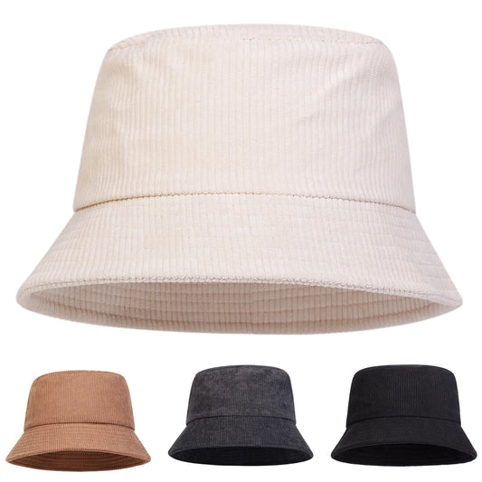 Unisex Solid Color Corduroy Personality Bucket Hats Fishermen Caps
