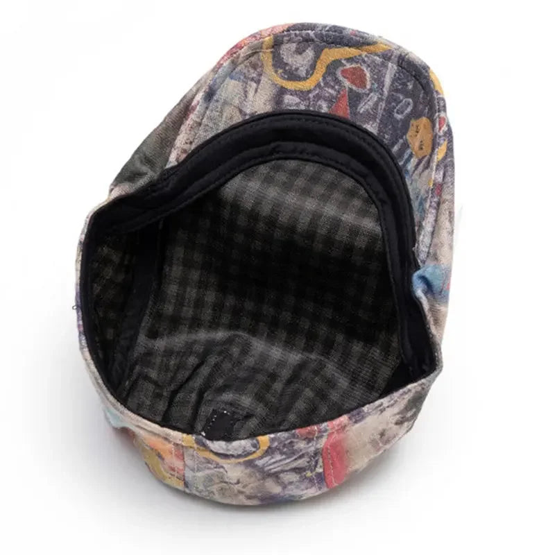 Four Seasons Cotton Print Newsboy Caps Men Flat Peaked Cap