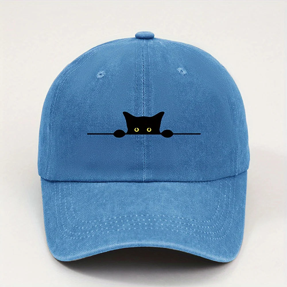 Cute Black Cat Printed Baseball Cap for Men and Women