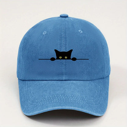 Cute Black Cat Printed Baseball Cap for Men and Women