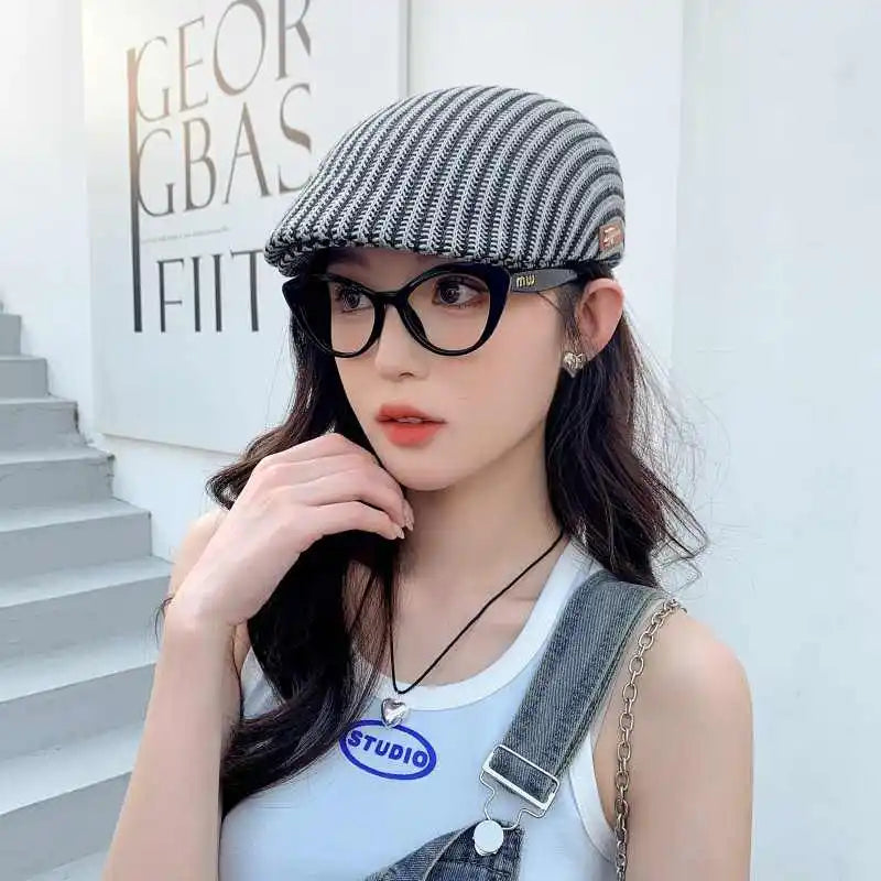 Men's Forward Hat Breathable Linen Knitted Duck Tongue Hat Summer