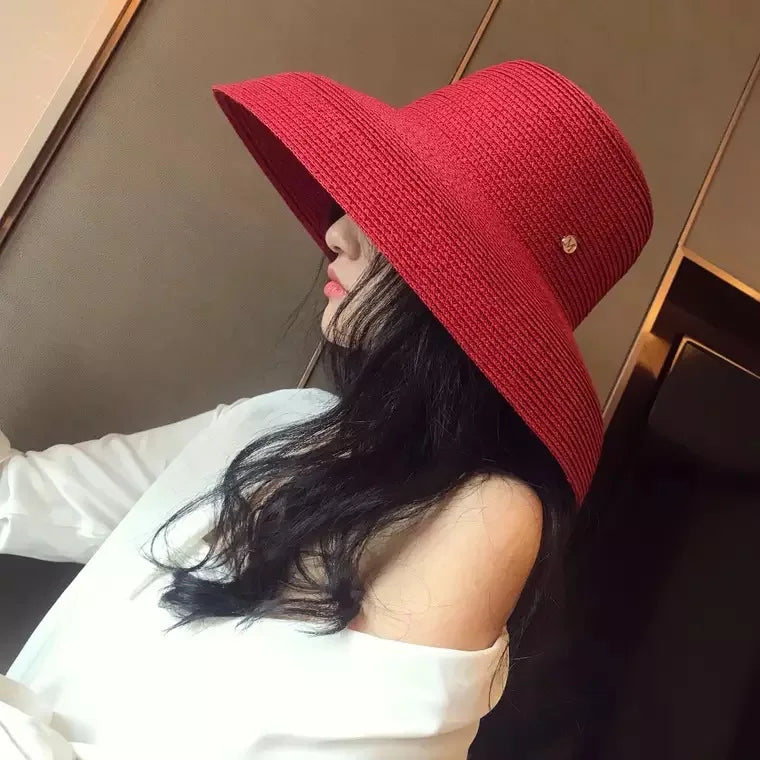 Sunscreen Hepburn Elegant Lady Straw Leisure Cap Women Bucket Hat