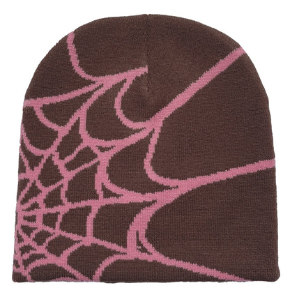 Unisex Spider Web Printed Knit Hat, Warm Outdoor Pullover Hat Personality