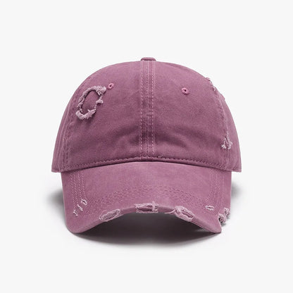 New Beige Plain Distressed Soft-Top Washed Baseball Cap