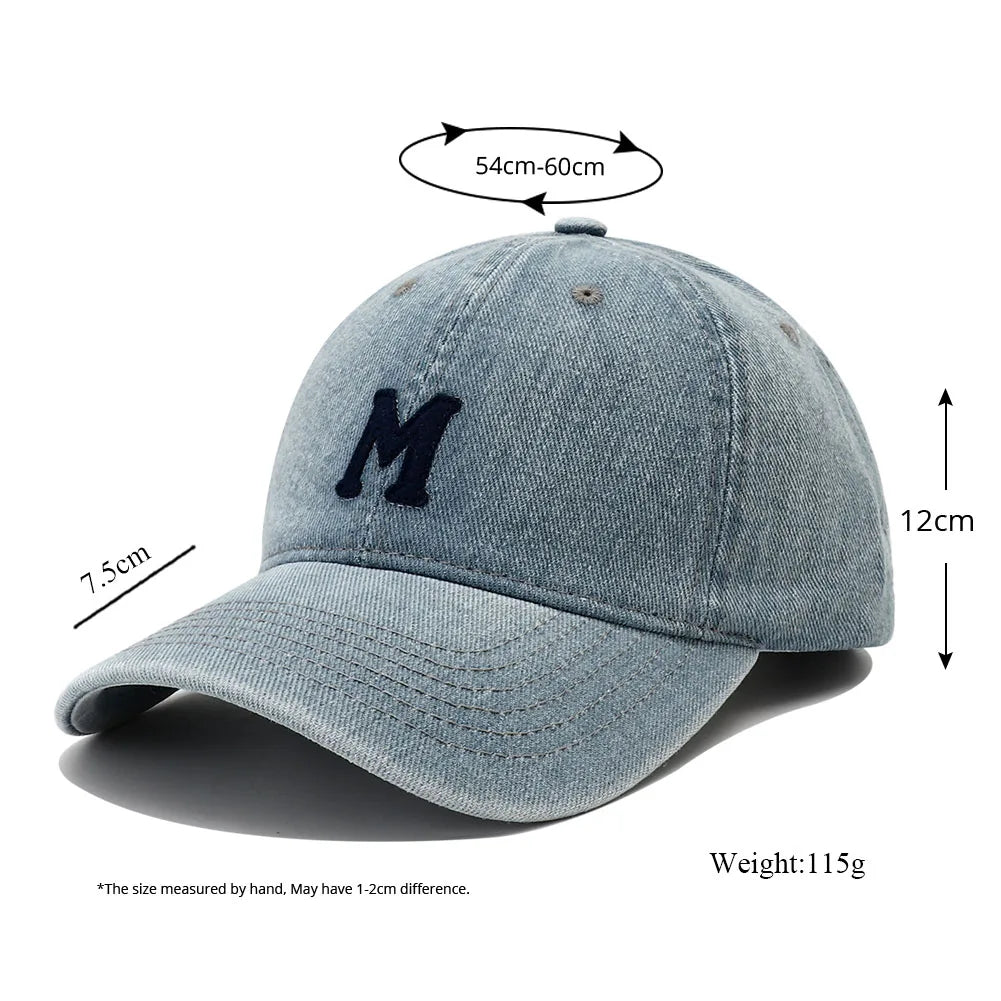 High Quality Korean Style Washed Denim Baseball Cap