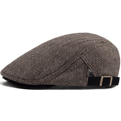 New Herringbone Vintage Beret Men Autumn Winter Casual Flat Visor Hat