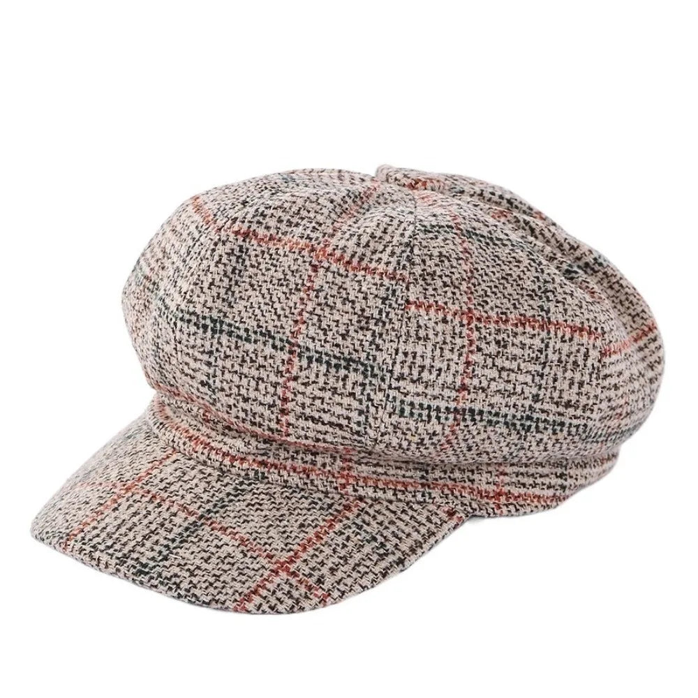 Vintage Plaid Design Woolen Hat Ear Protection
