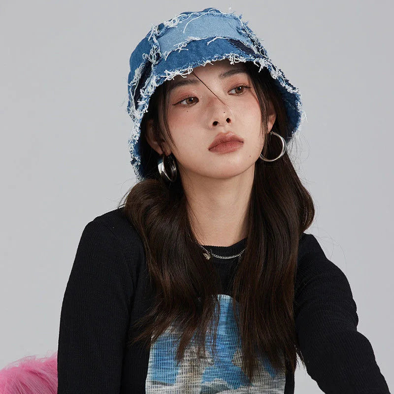 Japanese Niche Designer Bucket Hat Showing Small Face Retro