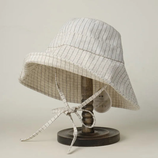 Women Wide Brim Linen Bucket Hat