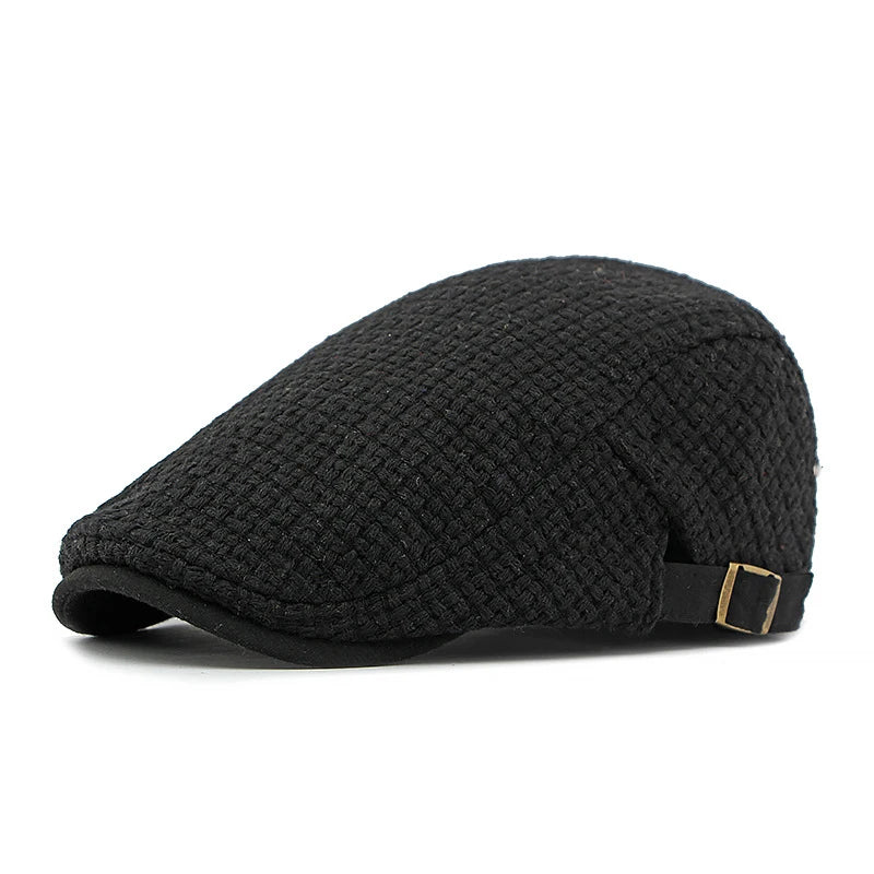Autumn Flat Peaked Cap For Men Solid Knit Beret Hat Women