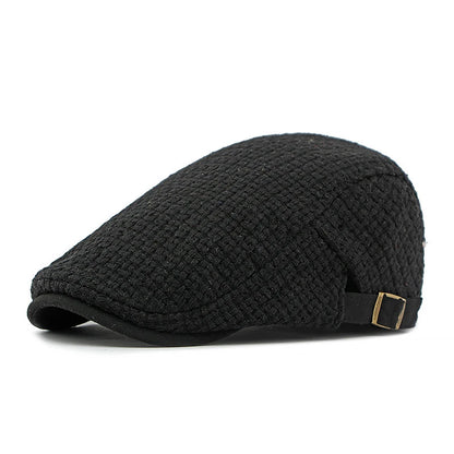 Autumn Flat Peaked Cap For Men Solid Knit Beret Hat Women