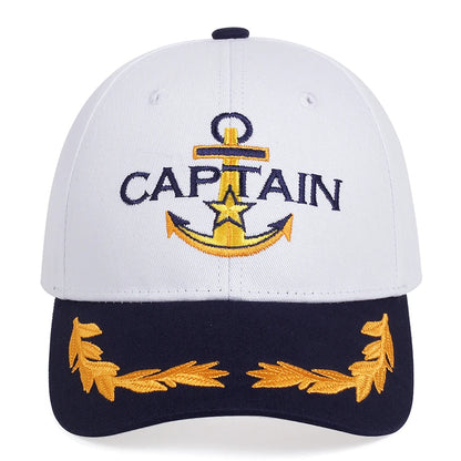Fashion Baseball Caps Ship Spear Letters Embroidery White Turning Caps