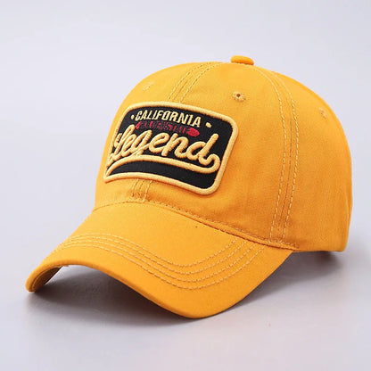 3D Letter Embroidered Baseball Cap, All Cotton Legend Washed Curved Brim Hat