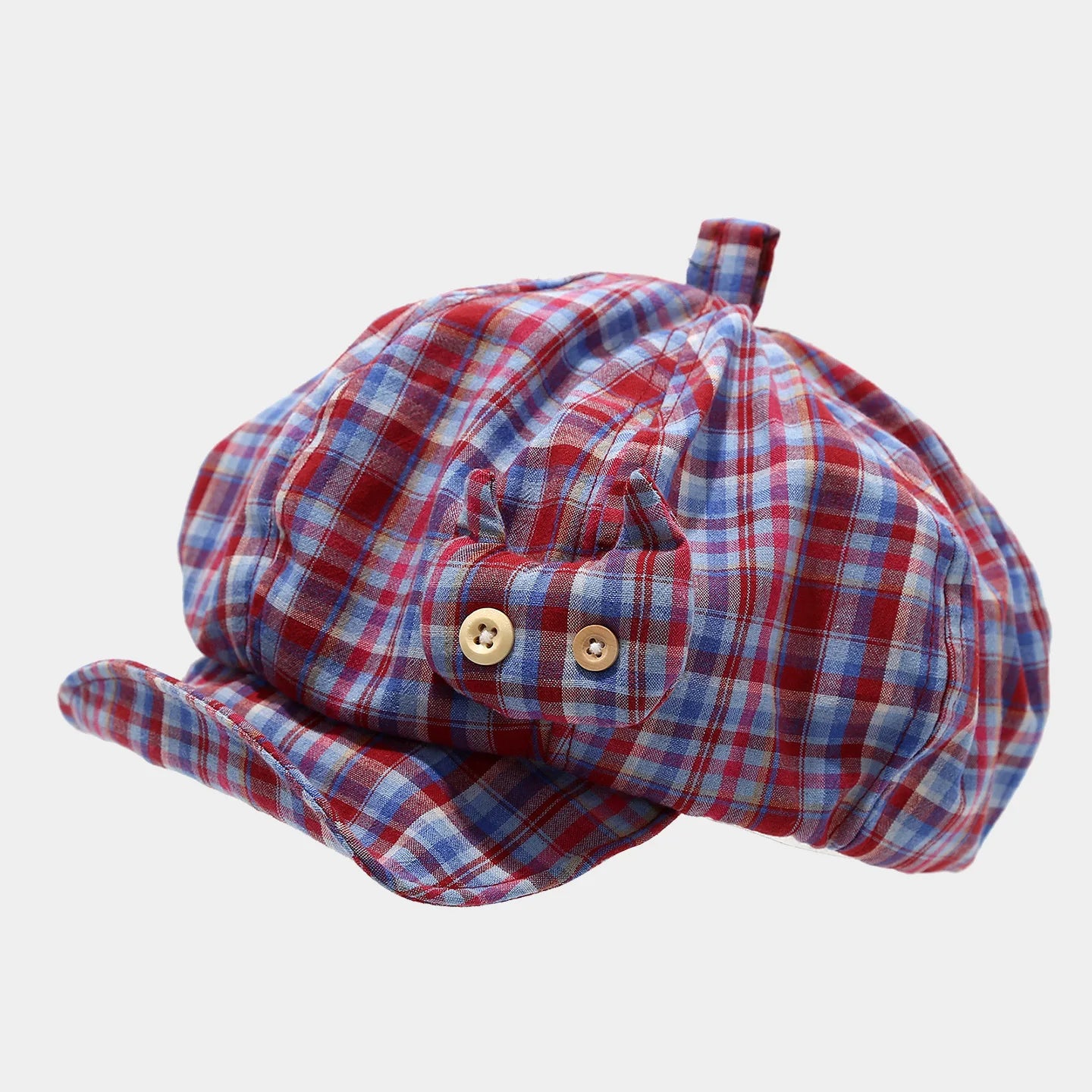 Japanese Designer Plaid Cat Octagonal Hat Women