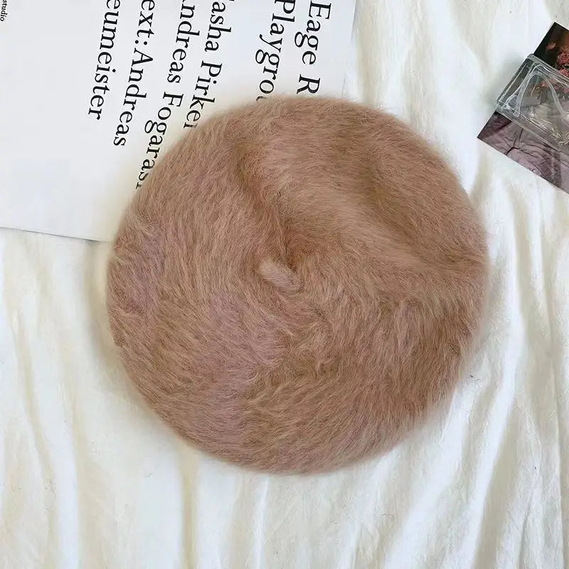 Beret Women Rabbit Fur Spotted Leopard Beret Sherlock Hat