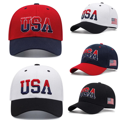 New USA Side American Flag Men's Street Hip Hop Hat Baseball Hat Fashion Women's Outdoor