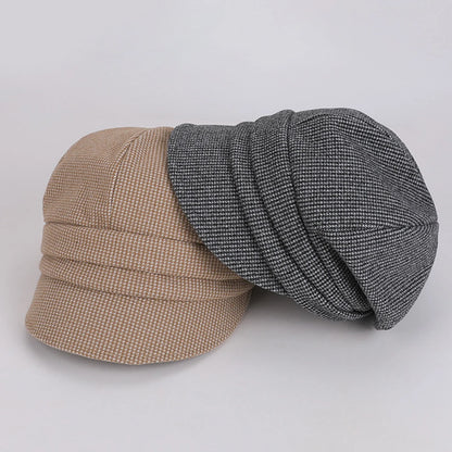 Women's British Style Beret Hat One Size Knit Beanie With Ear Protection Warm