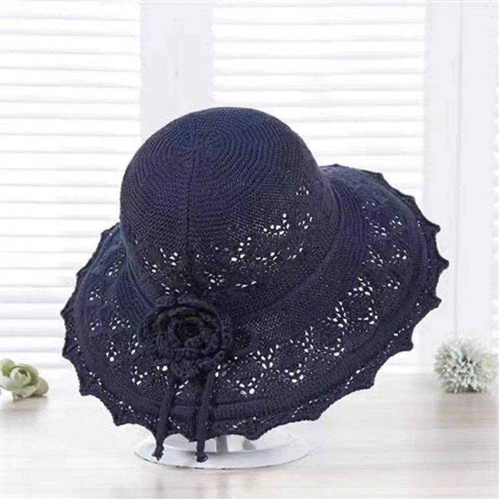 Fashion Crochet Summer Sun Hat Foldable Weave Sunshade Hat