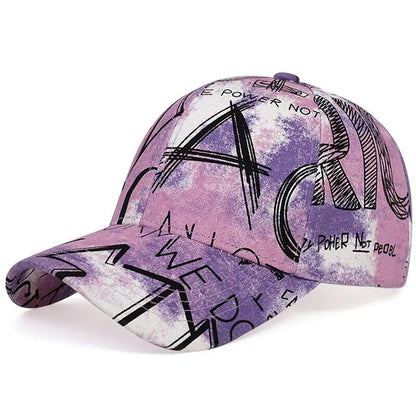 Unisex Letter Graffiti Printing Tie Dye Baseball Caps Spring and Autumn