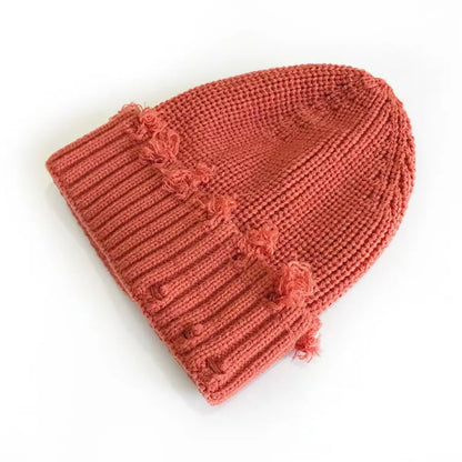 New Dilapidated Hole Knitted Hat Solid Color Ear Protection Warm Cap