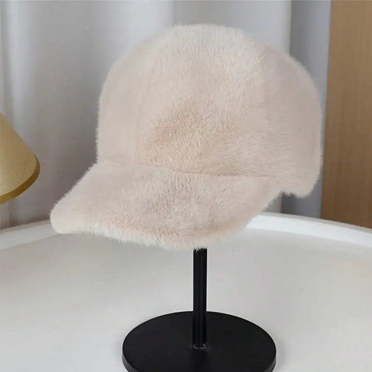 Women's Plush Faux Fur Baseball Cap