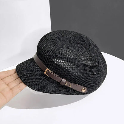 New Breathable Women's Beret Thin Knitted Octagonal Hat