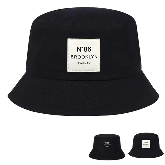 Unisex Panama Bucket Hat Brooklyn Leather Label Fisherman Hat