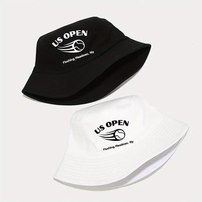 1pc US Open Printed Bucket Hat Sporty Style, Breathable, Foldable, Woven, for Men & Women, Outdoor, Vacation