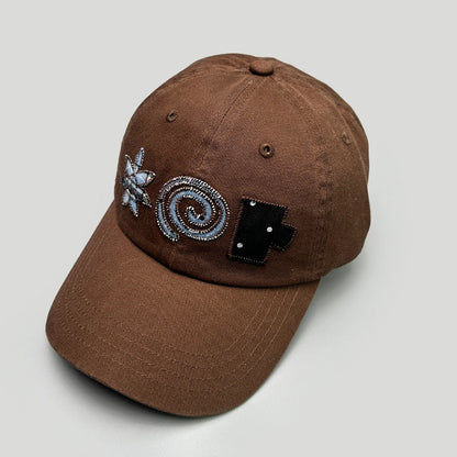 Niche Korean Floral Letter Embroidery Baseball Hats Men Women