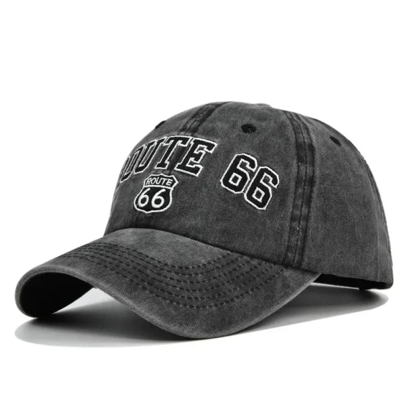 ROUTE 66 Letter Embroidered Baseball Cap Fashion Cotton Snapback Hat Hip Hop Caps Outdoor Hats