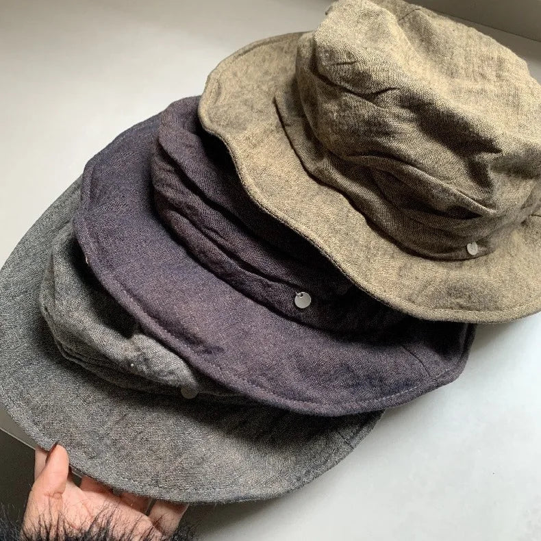 Korea Style Linen Premium Pleated Bucket Hat