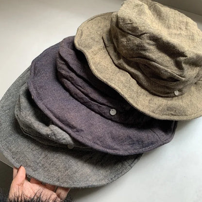 Korea Style Linen Premium Pleated Bucket Hat